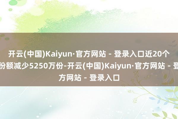 开云(中国)Kaiyun·官方网站 - 登录入口近20个交游日份额减少5250万份-开云(中国)Kaiyun·官方网站 - 登录入口