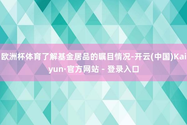 欧洲杯体育了解基金居品的瞩目情况-开云(中国)Kaiyun·官方网站 - 登录入口